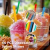 RAINFLOW 60 PCS Snow Cone Spoon Straws - Slushie Straws