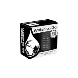 WATER TO GO Replacement 3 Stage Water Bottle Filter which removes 99.99% of Bacteria & Contaminents and Improves Taste - Hiking, Camping & Travelling (Black - 75cl) (Single Pack)