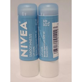 NIVEA ( LOT OF 3 ) Nivea SMOOTHNESS LIP CARE w Broad Spectrum SPF 15 Sunscreen 0.17 Oz