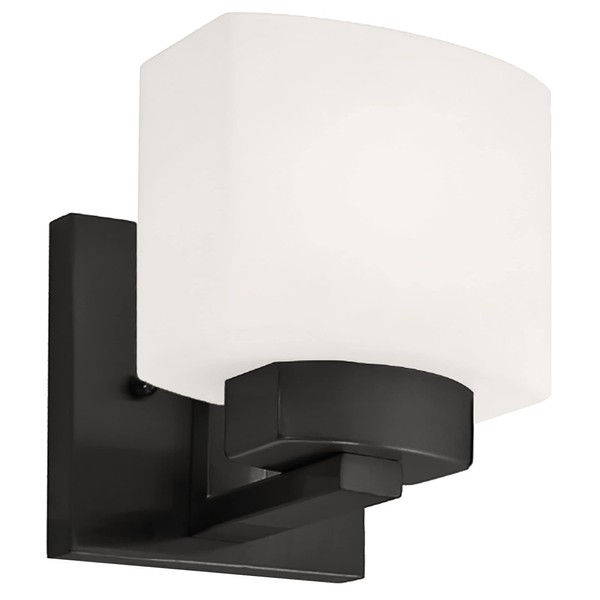 Design House 589481 Dove Creek Wall Light Sconce with Frosted Glass for Hallway, Bathroom, Foyer, Bedroom, Black