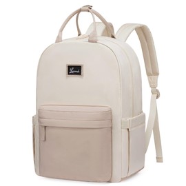 LOVEVOOK School Backpack Teenager Backpack Women, Nuderosa Beige, 15.6 inches