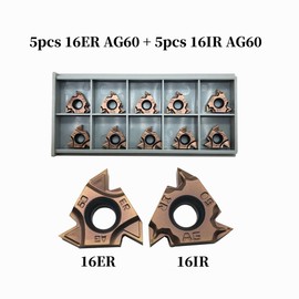 Zouzmin Lather Threading Tool Bit Set External Internal Threading Boring Bars Turning Tool Holders with 11IR AG60 16ER 16IR AG60 Carbide Threading Inserts (2pcs Boring Bars + 16ER IR AG60)