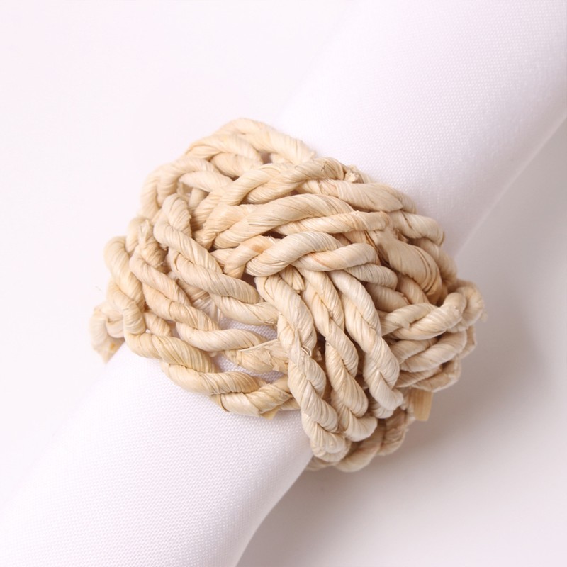 Natural Bamboo Straw Napkin Buckle Twine Napkin Corn Husk Napkin
