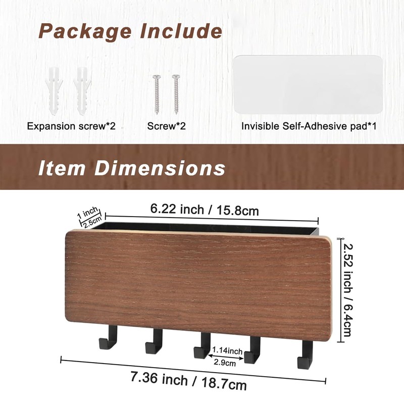 Key Holder Wall Mount, Key Holder for Wall with 5