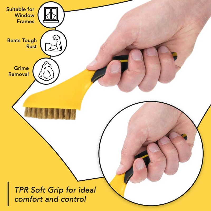 100% Brass Wire Brush | 8 Inch Handle | Rubber