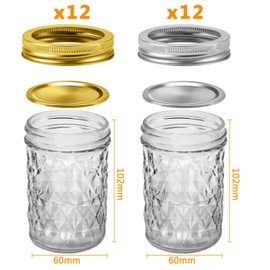 Mason Jars, 8 OZ Mason Jars Canning Jars Jelly Jars With Regular Lids and Bands, Ideal for Jam, Honey, Wedding Favors, Shower Favors, Baby Foods, DIY Magnetic Spice Jars, 24 Pack By SPANLA