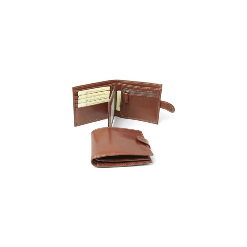 Old Angler Leather Wallet with Press Stud Closure, Made in