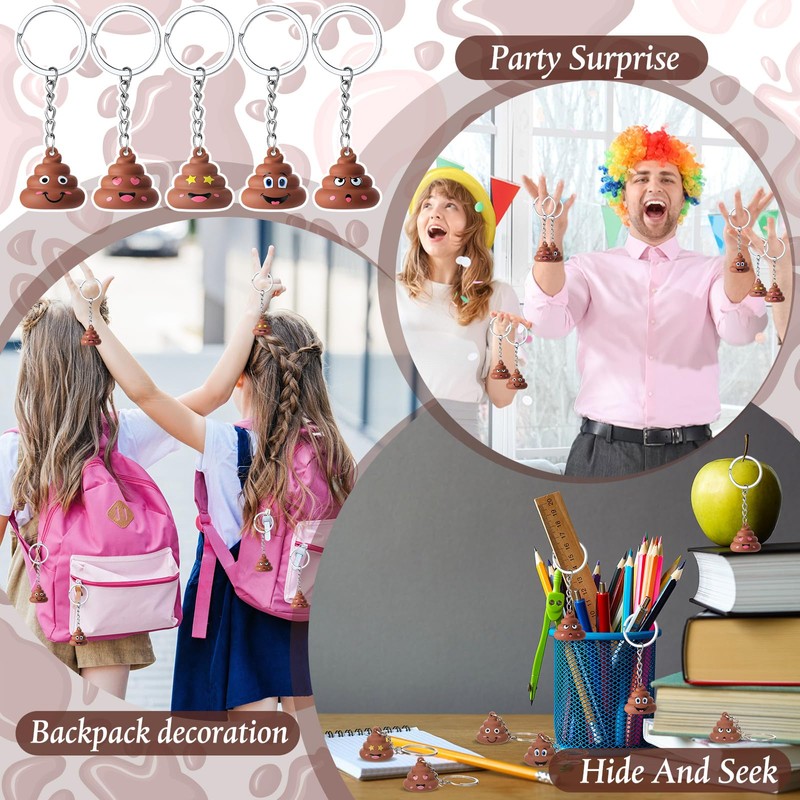 JellyArch 50 Pcs Mini Poop Keychains Bulk Tiny Fake Poop