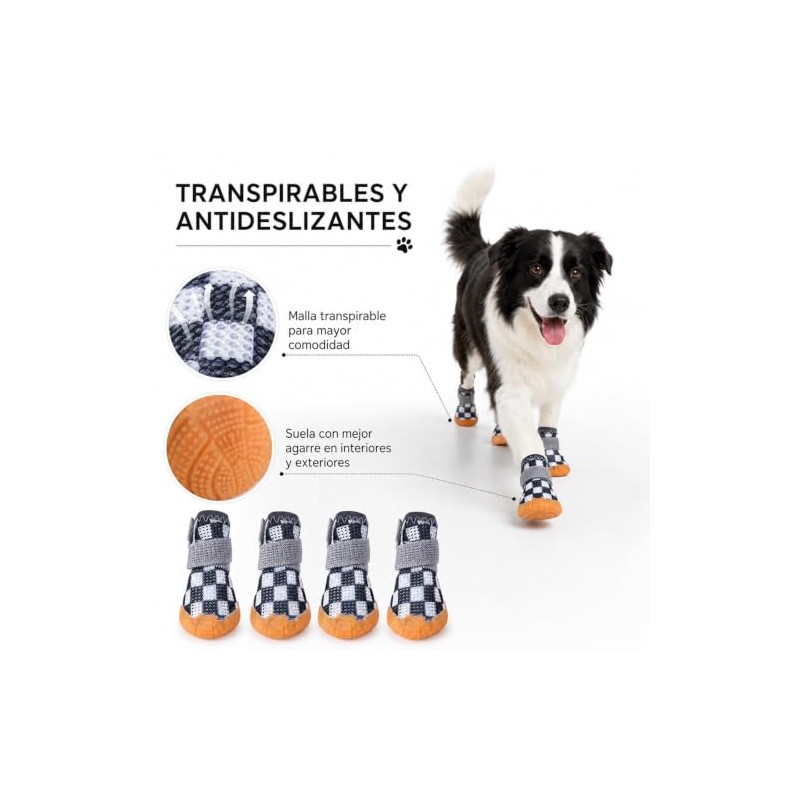 Zapatos para Perros Transpirables,4 Piezas Botas para Perro Transpirable Antideslizantes,Suelas
