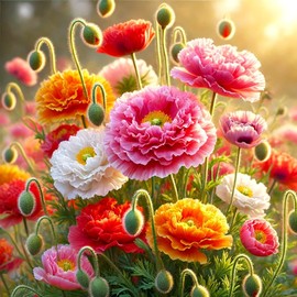 Seeds Multicolor Double Poppy Mix 1000+ Seeds for Planting Terry Poppies Annual Flower
