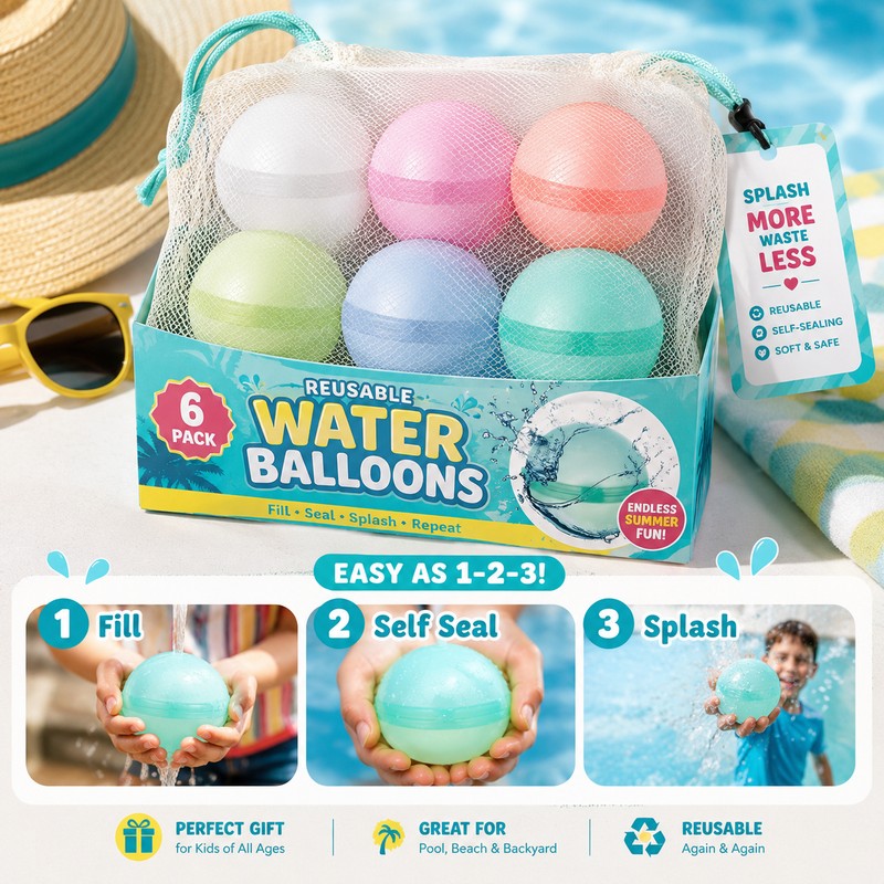 Reusable Water Balloons for Kids’ Summer Games – Quick-Fill Silicone