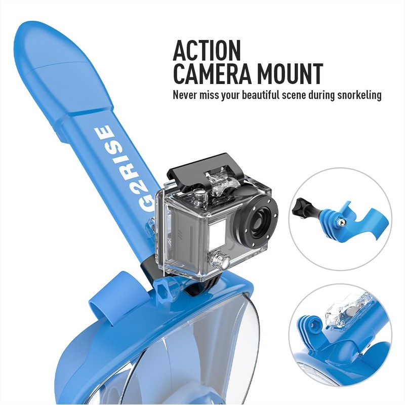 G2RISE® Snorkel Mask, Diving Mask, Foldable CO2 Safe Snorkel Full
