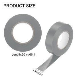 MECCANIXITY Electrical Tape, 3/4" x 66 ft Waterproof Strong Adhesive Rubber Sticker PVC Flame Retardant Insulation Tape, Use at No More Than 600V,Gray,1Pcs