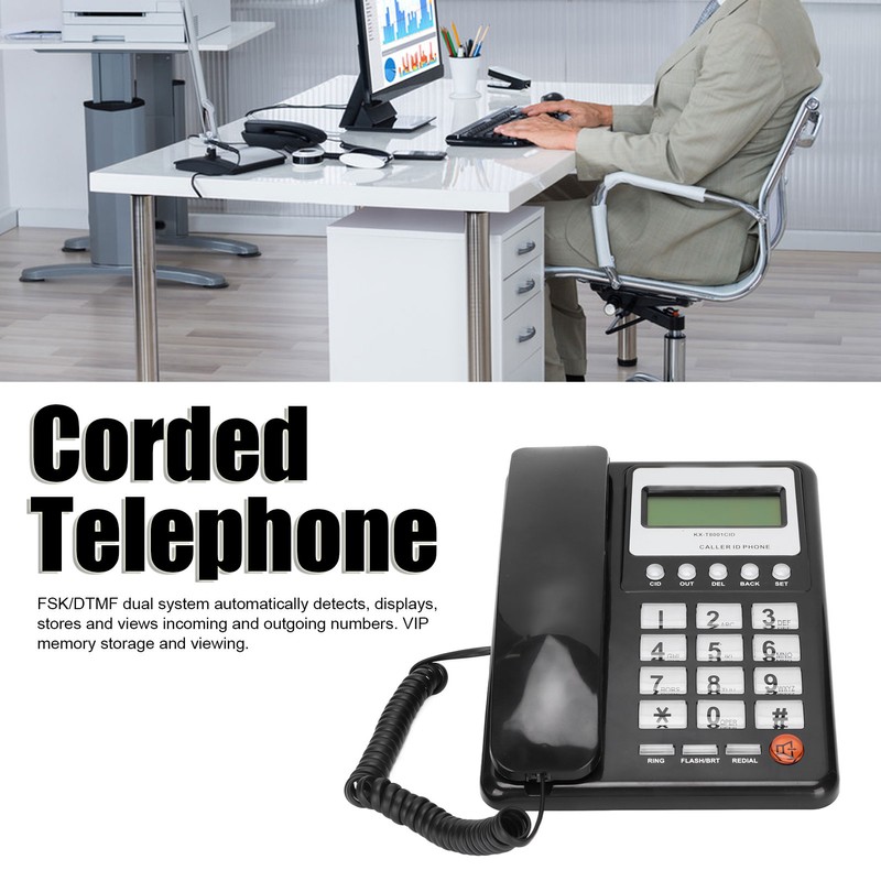KXT8001CID Corded Telephone Caller ID Semi Hands Free Clear Display