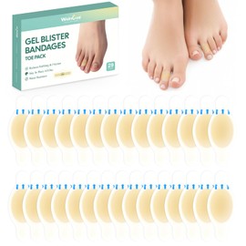 Welnove Hydrocolloid Blister Bandages Insoles - 29ct - Water Resistant Blisters Bandages - Adhesive Blister Pads for Heel, Feet, Toe - Gel Blister Chshions for Prevention & Recovery (Toe Pack)