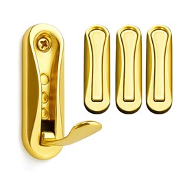 4PCS Folding Gold Wall Hooks, Heavy Duty Foldable Coat & Towel Hook, Wall Mounted Flip Down Hook for Clothes, Scarves, Hats, Keys, Retractable & Hidden Gold Hanger (Curved Shape)
