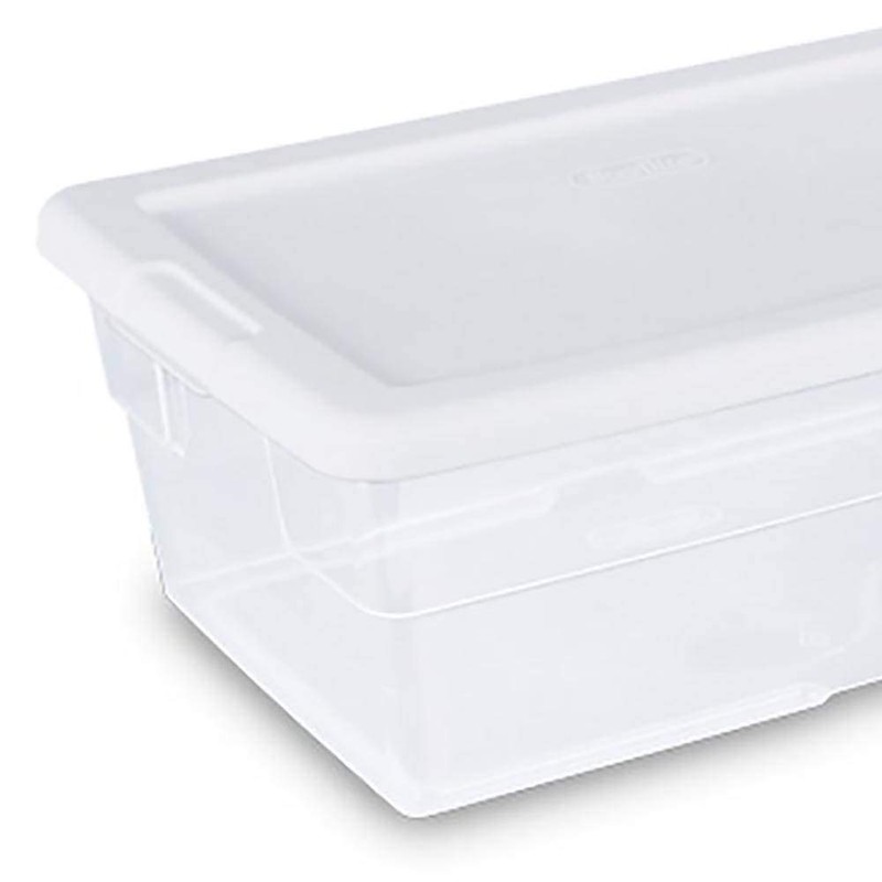 Sterilite 6 Qt Storage Box, Stackable Bin with Lid, Plastic