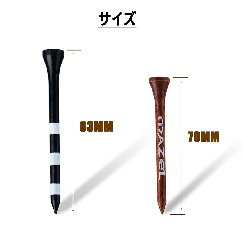 MAZEL Golf Tees Wood Tees Long Tees 2.8 inches (70