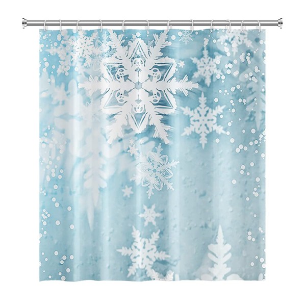 SDOTPMT 105 x 160 cm Winter Snowflake Shower Curtain Merry