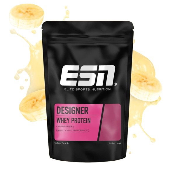 ESN Designer Whey Protein Powder, Banana, 1000 g, 2.2 lbs,