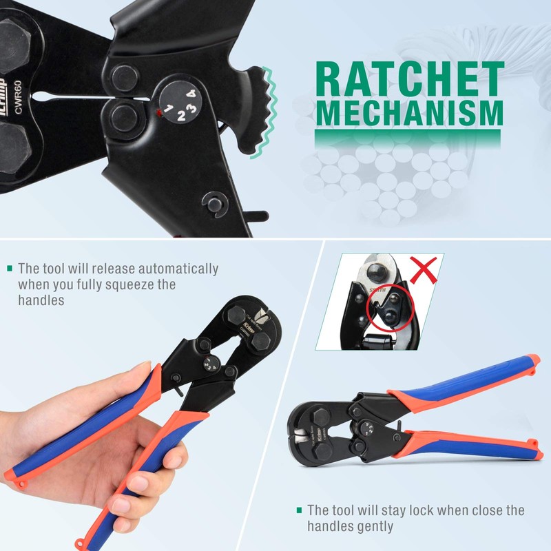 iCrimp Ratchet, Wire Rope Cutter, Wire Cutting Cutter CWR (Outer