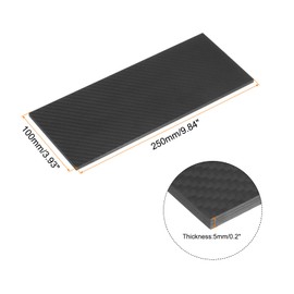 sourcing map 1 PCs Carbon Fiber Sheet 250×100×5mm Matte Surface Pultruded Flat Carbon Fiber Board Plate Twill Weave Panel Sheet for Kites RC Airplane
