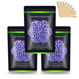 Wax Beads for Hair Removal 10.5 oz (300 g), Auperwel Hard Wax Beads for Sensitive Skin Brazilian, Face, Bikini, Eyebrow, Legs, Painless Waxing Beads for Women Men, 3 packs Wax Kit with 10 Wax Sticks
