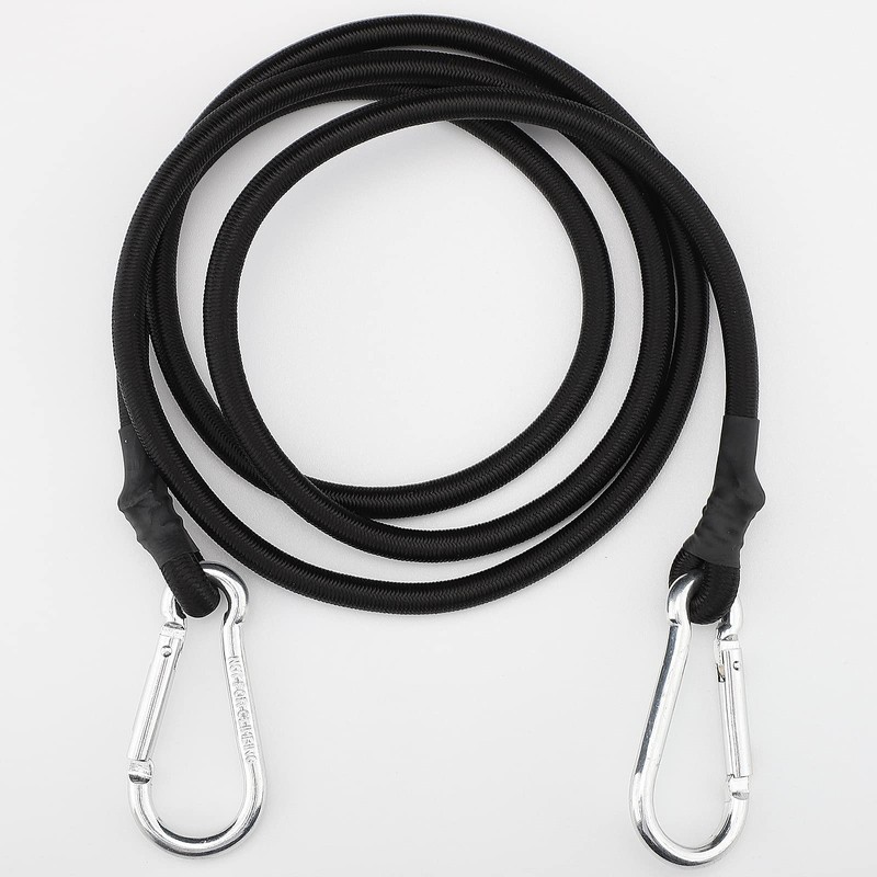 ZHOUBIN 60 Inch Black Bungee Cords with Carabiner Hooks, 2Pcs