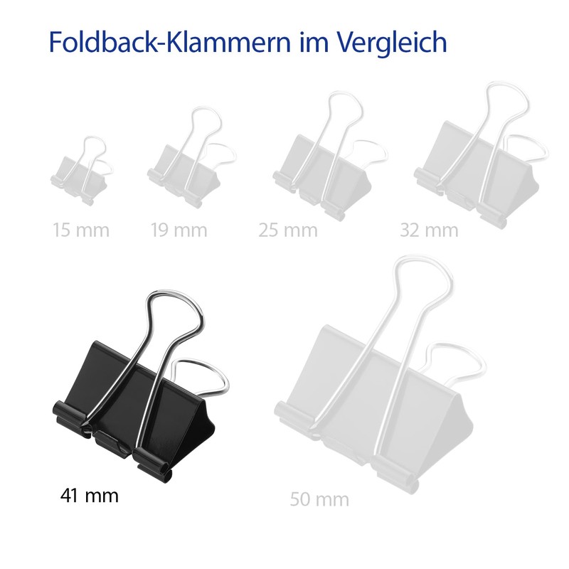 Westcott E-10714 00 Foldback Clips 41 mm Black Pack of