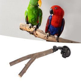 Wooden Perch, Easy Installation Interactive Beak Grinding Bird Branch Perch with Suction Cup for Cockatoos for Small Medium Bird (20CM)