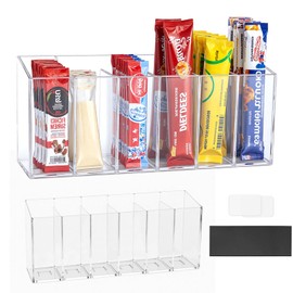 AVMDOM Drink Packet Organizer, Magnetic Water Packet Holder with Removable Divider & 6 Compartment, Clear Acrylic Water Flavor Packet Organization Container for Kitchen Bins Cabinets Organizer