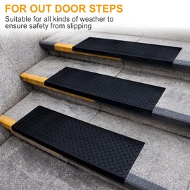 Spurtar 35" x 10" Rubber Stair Treads, 5Pack Outdoor Stair Treads Non-Slip with Nosing for Wooden Concrete Marble Tile Metal Steps Black