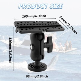 Trasylph Fish Finder Mount Base, Universal 360° Rotation Ball-Mount Fish Finder Bracket with Screws and Nuts, Marine Electronic Fish Finder Holder for Marine Boat Kayak(Color:Black)