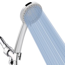 5-Setting High Pressure Handheld Shower Head Combo, NearMoon Multi-functions Powerful Spray Handheld Showerhead with Adjustable Angle Bracket (with 60″ Stainless Steel Hose, Chrome)