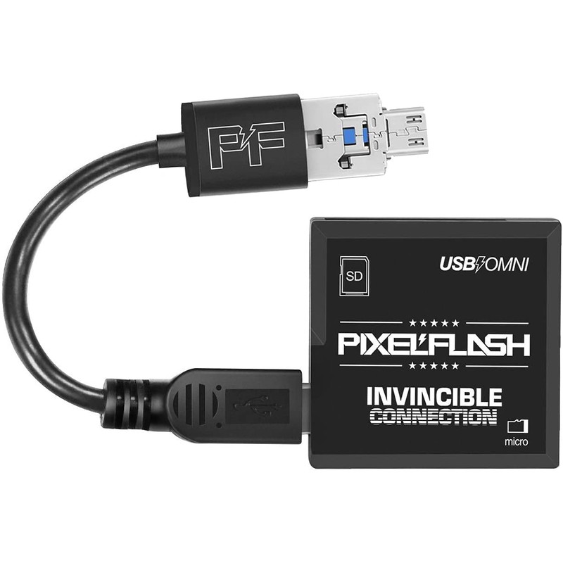 PixelFlash Memory Square SD and MicroSD Card Reader (USB/Mini USB)