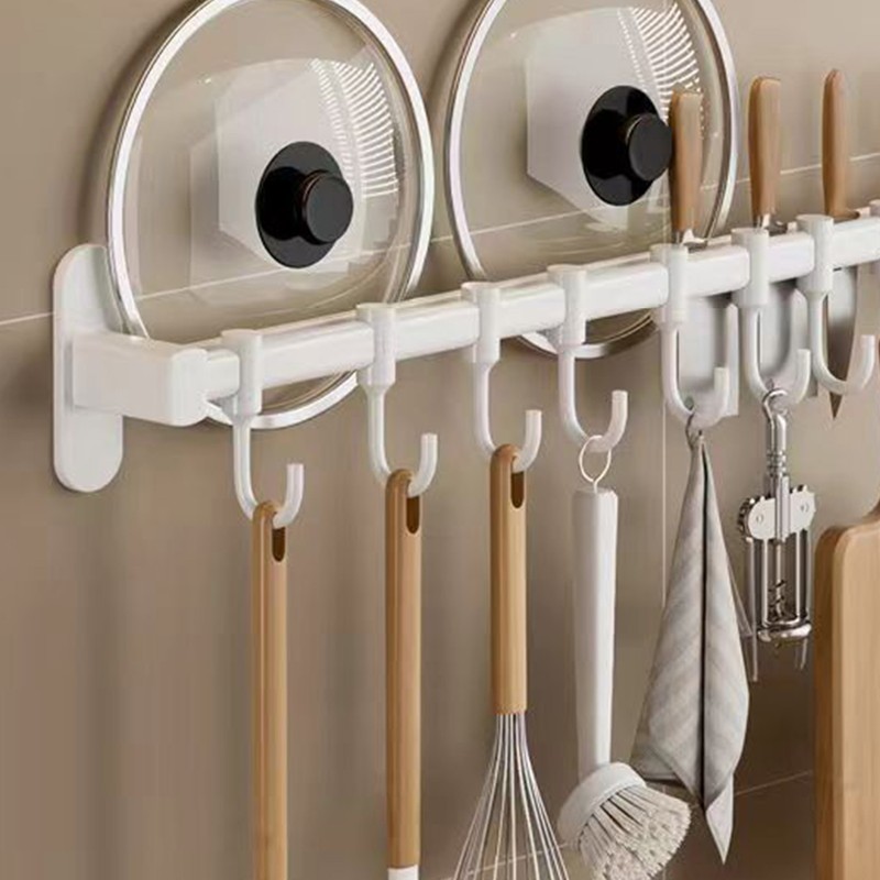 Wall Mount Utensil Rail Rack Easy Sliding Space Aluminum Kitchen