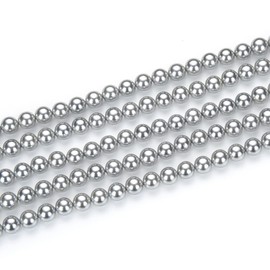 Adabele 1 Strand AAA Grade 6mm Natural Shell Pearl Loose Round Beads Freshwater Mother of Pearl Nacre 15 inch (Silver) for DIY Craft Jewelry Making SP6-29