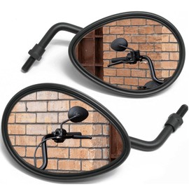 KZMPMT Motorcycle Mirrors M8 Rear View Side Handlebar Mirrors 360 Degree Adjustment Mirror Long Stem Compatible with Sportster Touring Dyna Softail (black)