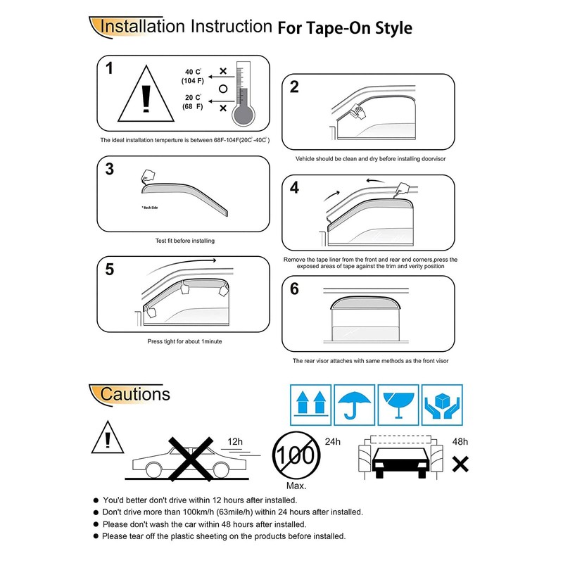 STARTSHIP 94364 Side Window Visors Wind Vent Deflector,4pcs Outside Mount