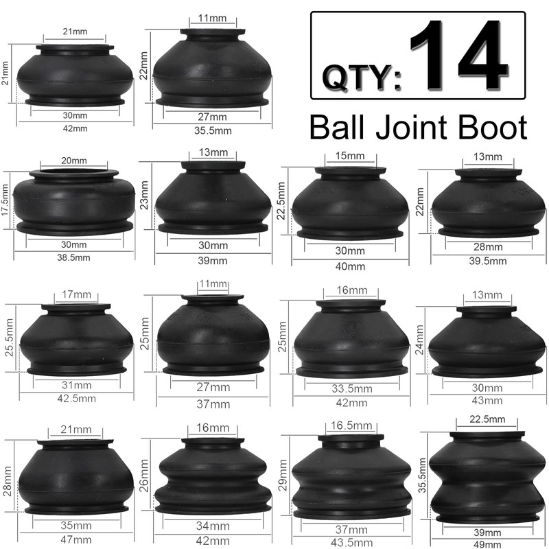 Ball Joint Boot,14 Pcs Universal Multipack Ball Joint Rubber Dust