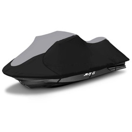 Zenicham 600D Jet Ski Cover - Trailerable Seadoo Cover, Waterproof Jetski Cover, PWC Cover Fits Seadoo, Yamaha, Jet Ski Watercraft Cover Fits from 96"-102" (1 seat), Gray & Black