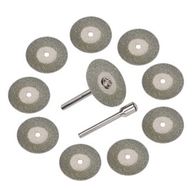 3mirrors 10pcs Tungsten Electrode Sharpener Diamond Wheels Replacement Cutting Discs Tig Welding Discs 25mm 0.5mm with 2 CNC Connecting Rods