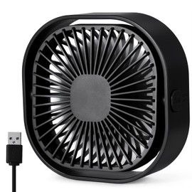 Small USB Desk Fan, 4 Inch Quiet Mini Table Fan, 3 Speeds Portable Desktop Fan, 360°Rotatable Little Personal Fan, Small Cooling Fan with USB Cable,Mini Fan for Home Office Bedroom Summer Gift (Black)