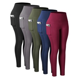 Diravo 5 Pack Workout Leggings for Women with Pockets - High Waisted Yoga Pants Women Tummy Control Gym Athletics Clothes