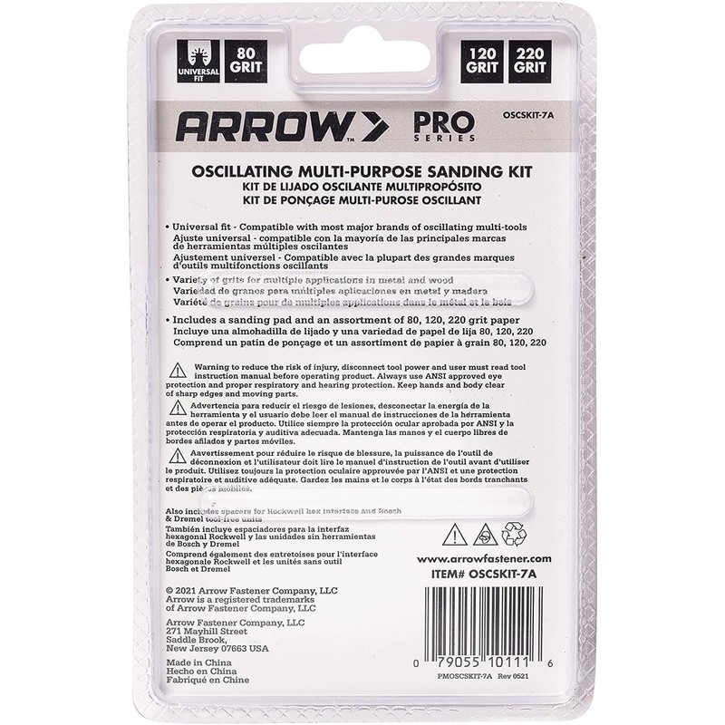 Arrow OSCSKIT-7A Multipurpose Sanding Kit for Oscillating Tools for Wood