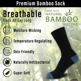 The Essentials Wardrobe 10PK Mens Bamboo Blend Socks - UK 6-8.5/EU 39-42.5 - Black - Contast H&T