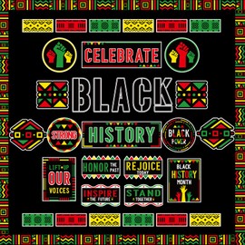 Mooliwe 71 Pcs Black History Month Bulletin Board Decorations African American Inspirational Borders Cutouts for Classroom School Bulletin Board Chalkboard Wall Decor