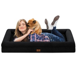 Yiruka Jumbo Dog Beds, Orthopedic Dog Bed, Washable Dog Bed with [Removable Bolster], Waterproof Dog Bed with Nonskid Bottom, Doggy Bed, Dog Beds for Large Dogs