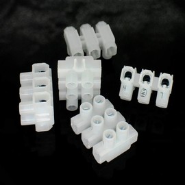 Set of 5 Mini Lustre Terminals 1.5 mm² 3-Ply 18 x 22 x 14 mm with Labelling L + Earth + N 450 V Transparent