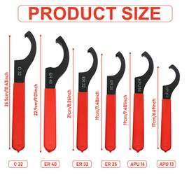 BAIFULAI 6 Piece Hook Wrench Set, 6 Sizes C-Shaped Wrench with Non-Slip Handle for Engraving Machines, Spindle Motor Extension Rods